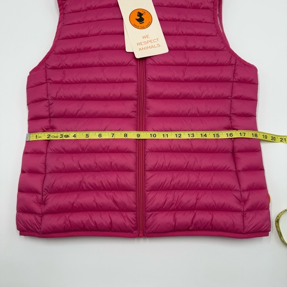 NWT SAVE THE DUCK Dia Giga 18 Fuchsia Lightweight Puffer Vest with Hood 2/M - Picture 14 of 16